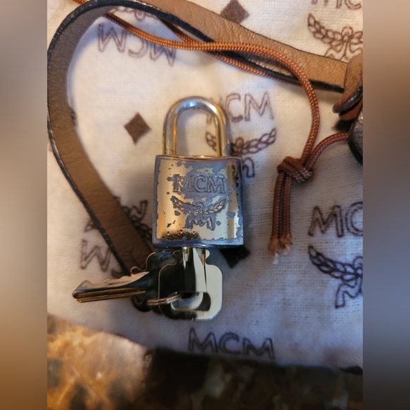 MCM Cognac and Chestnut Monogram Satchel - Picture 9 of 12